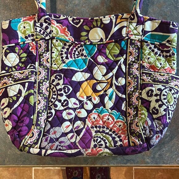 Vera Bradley Retired Plum Crazy Shoulder Bag Tote - Picture 6 of 10